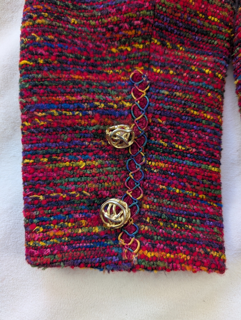 Vintage Weinberg Paris Women's Wool Blazer Multicolor Gold Buttons Size M - Picture 7 of 16